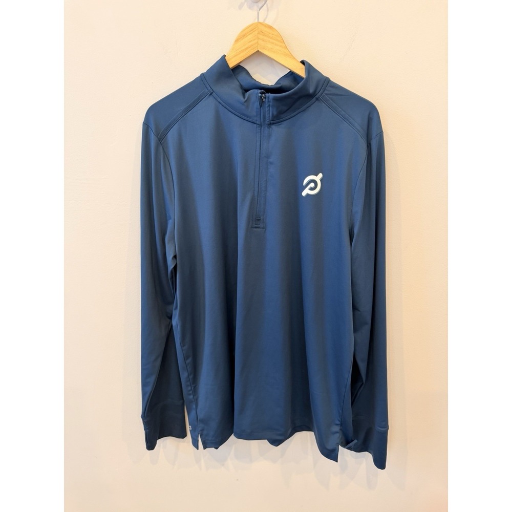 Peloton Quarter Zip Pullover Mens XL Blue Long‎ Sleeve Performance Athletic